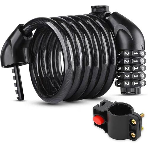 Antivol Velo 120cm/12mm,Cadenas Velo,Antivols De Vélo Pour Enfants,Cable Antivol Avec 5 Chiffres Code,Pour Vélos,Motos,Scooters,Poussettes,Skateboards,É Chelles & Portails