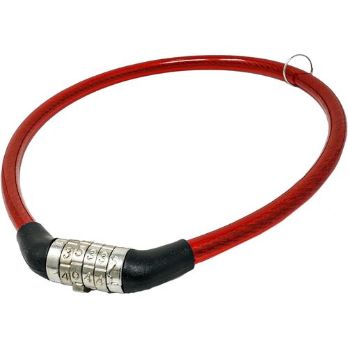 Red 4 Digit Bicycle Cable Lock With Code Combination