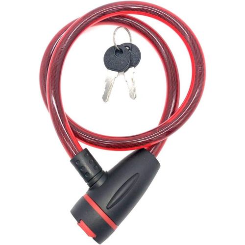 Bicycle Cable Lock Cable Lock Quality Twisted Steel Cable Covered With Silicone Water And Scratch Resistant Skateboards,Strollers And Outdoor Equipment (Red)