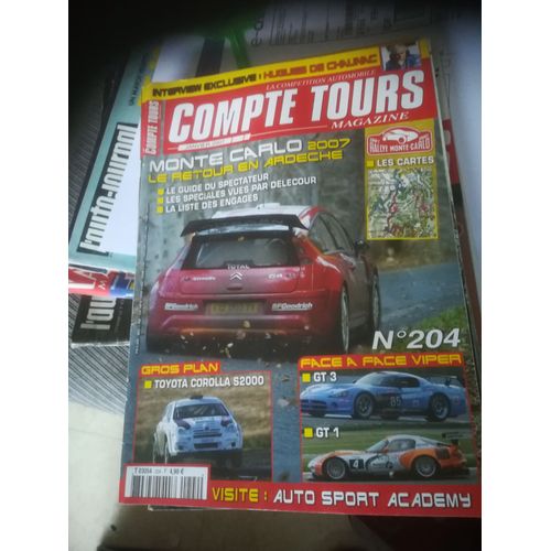 Compte Tours 204 De 2007 Rouard,Serieys,De Chaunac,Nissan 350z T3f,Smart Roadster T3f