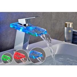 Mitigeur robinets lavabo cascade bec aplati rectangulaire chromé
