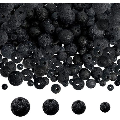 580pcs Black Natural Lava Stone Round Chakra Beads 4mm 6mm 8mm 10mm For Jewellery Making Accessories Crafts Charms