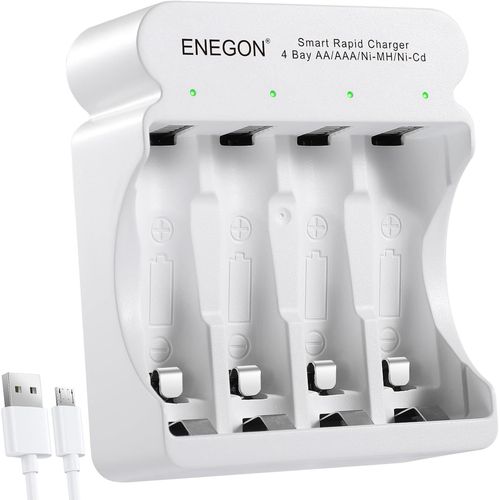 4 Slots Ultra-Fast Rechargeable Battery Charger: Specially Designed For Aa & Aaa Batteries With Type-C & Micro-Usb Inputs,Advanced Intelligent Detection Technology.