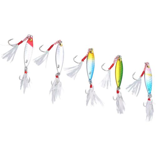 5pcs 10g Metal Fishing Metal Fishing Artificial Fishing With Feather Hooks Fishing Tackle For Bar