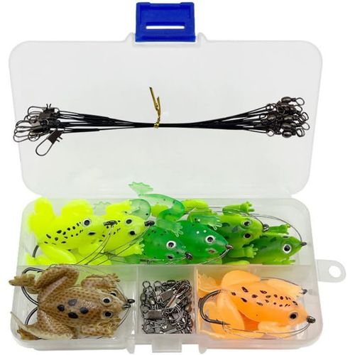 Frog Lures With 4 Legs,30 Pieces,Realistic Silicone Rotating Fishing With Anti-Grass Hook,10 Connectors And 10 Rigs For Bar,Pike,Sweet And Saltwater Fishing
