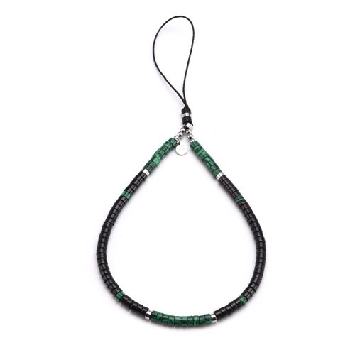 Bijoux De Téléphone En Pierres Heishi Jaspe Noir Et Vert