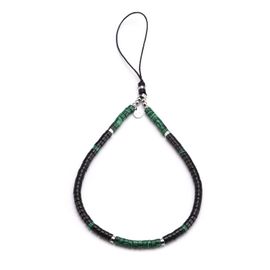 Bijoux De Téléphone En Pierres Heishi Jaspe Noir Et Vert