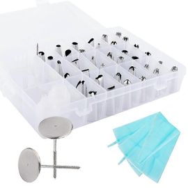 Kit De 42 Fournitures De Décoration De Gâteaux, 36 Douilles De Glaçage, 2 Poches À Douille En Silicone, 2 Clous À Fleurs, 2 Coupleurs En Plastique Réutilisables, Fournitures De Pâtisserie, Glaçage À