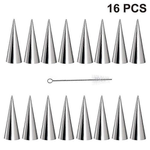 Moules À Crème Glacée, 16 Pièces, Cônes De Cuisson De 5,5 Pouces, Tubes En Acier Inoxydable, Moule À Glace Avec 1 Brosse De Nettoyage, 3572