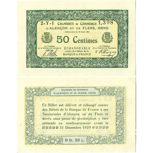 France - Billet - Chambres De Commerce D'alencon Et Flers - Neuf - 50 Centimes - 1915 - 15-190