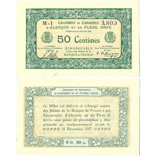 France - Billet - Chambres De Commerce D'alencon Et Flers - 50 Centimes - Neuf - 1915 - Jp.006.03 - 15-190