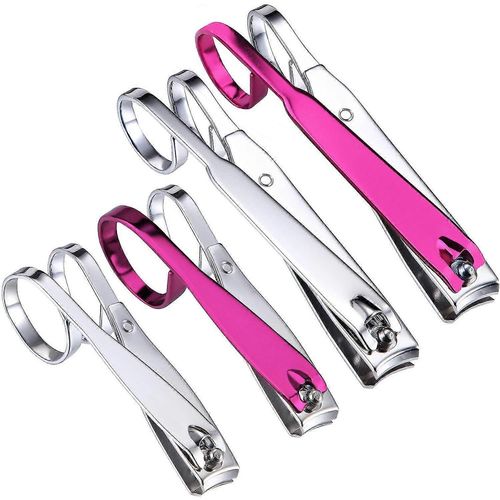 Lot De 4 Coupe-Ongles À Prise Facile, Tête Rotative À 360 Degrés, Coupe-Ongles Avec Poignées, Bord Incurvé En Acier Au Carbone, Pour Les Ongles Des Mains Et Des Pieds 