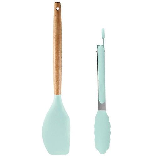 Ensemble D'ustensiles De Cuisine En Silicone, Résistant À La Chaleur, Avec Manche En Bois, Antiadhésif