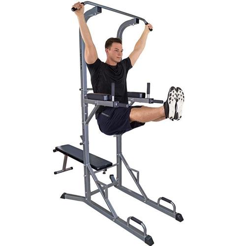 Scsports® Station De Traction & Immersion - Avec Banc Plat, Hauteur 185 Cm, Robuste, En Acier, Charge Max 120 Kg - Multi Gym Réglable, Tireur & Trempeur Multifonction, Entraînement Musculaire