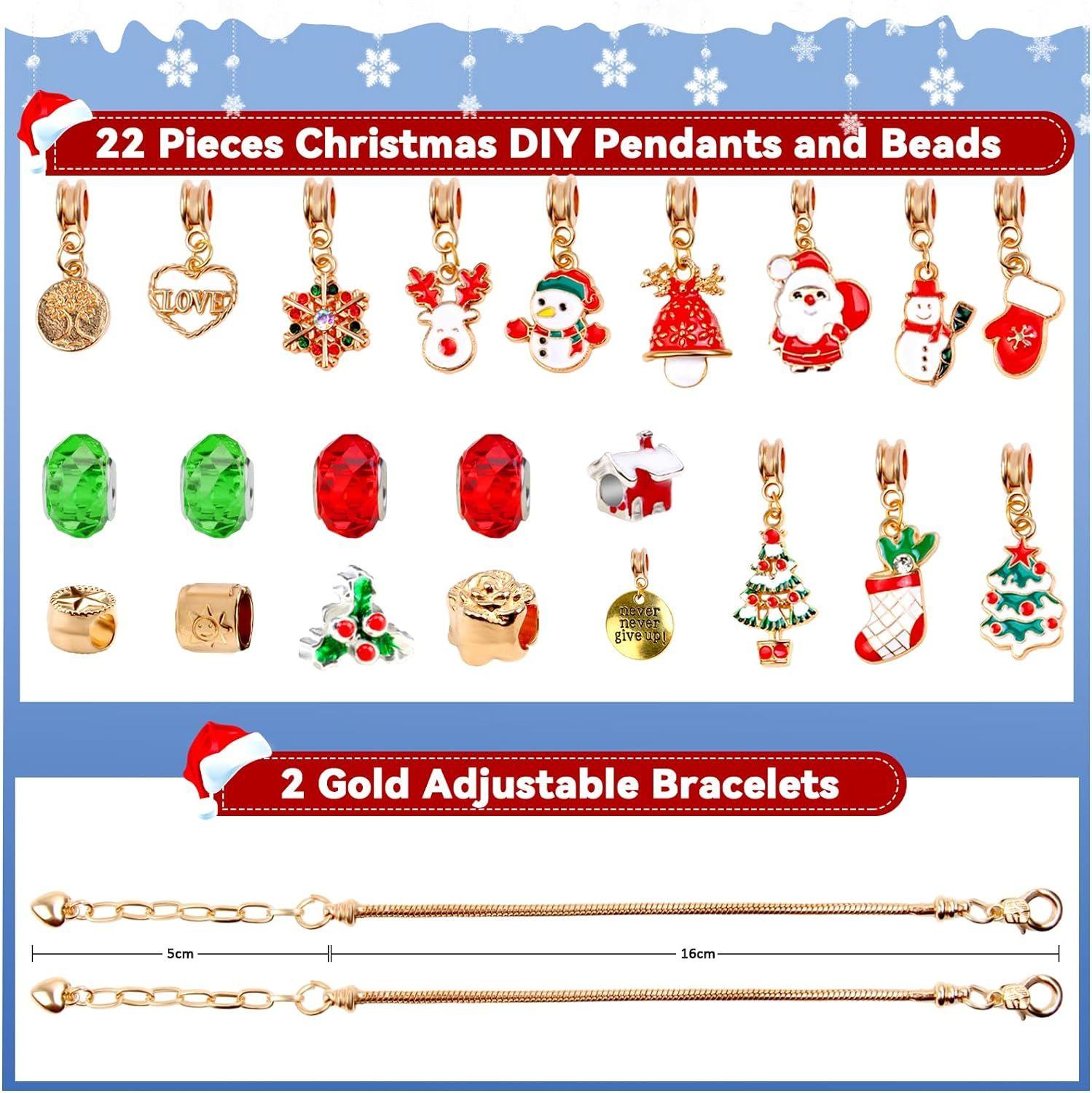 Calendrier de l'avent Bijoux Fille 5-13 Ans, Calendrier de Noël Bracelet  Fabrication Bijoux Enfants Fille Ado Cadeaux de Noël 5 6 7
