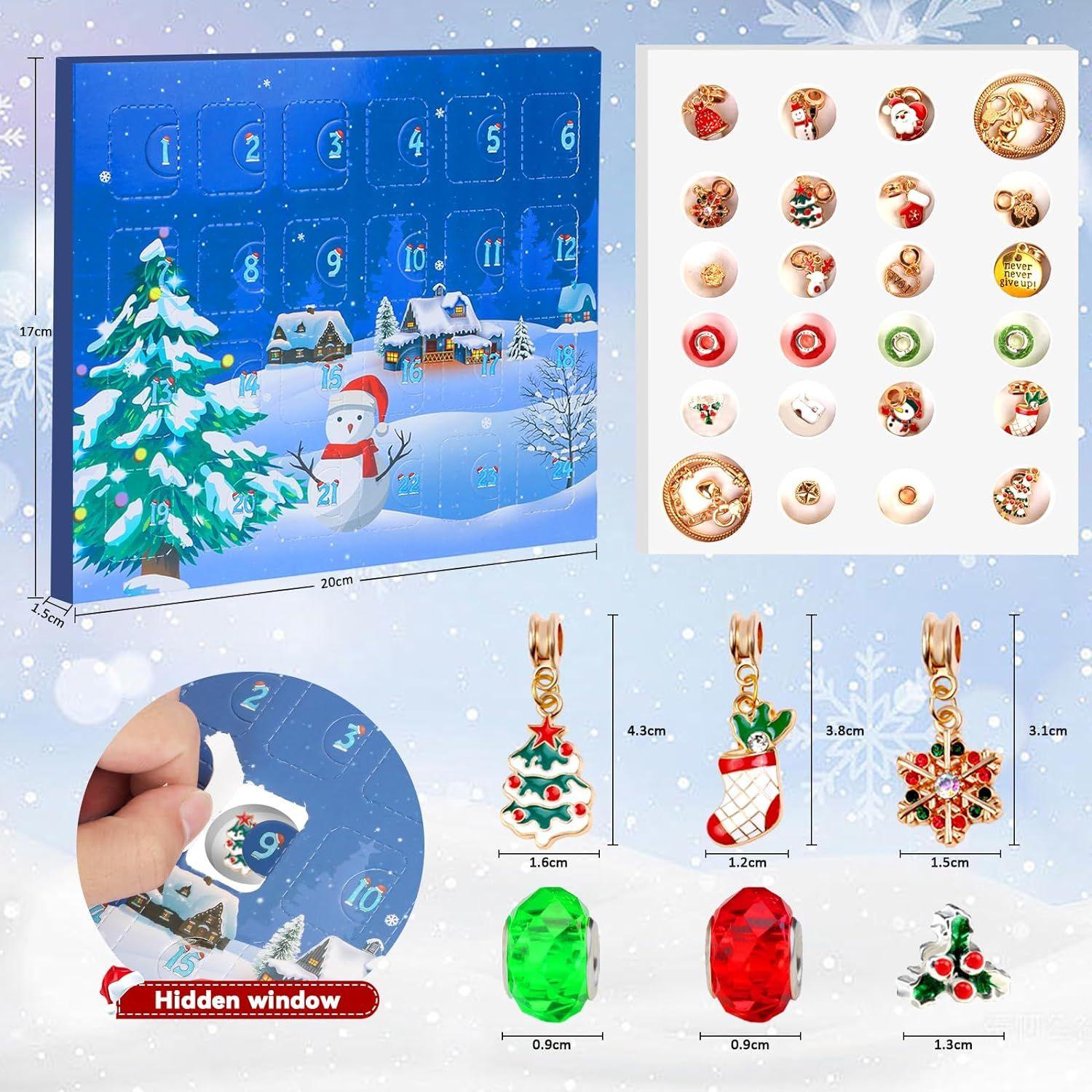 Calendrier de l'avent Bijoux Fille 5-13 Ans, Calendrier de Noël Bracelet  Fabrication Bijoux Enfants Fille Ado Cadeaux de Noël 5 6 7