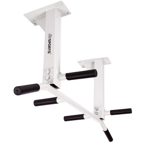 Scsports® Barre De Traction À Fixer Au Plafond - 6 Poignées Antidérapantes, Charge Max 150 Kg, En Acier, Robuste, Blanc - Barre D'entraînement Pour Le Haut Du Corps, Musculation À Domicile