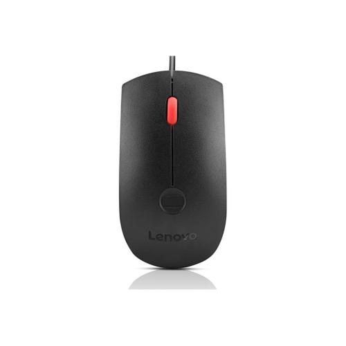 Lenovo - Souris - ergonomique - optique - 3 boutons - filaire - USB-A - noir - boîtier marron - CRU