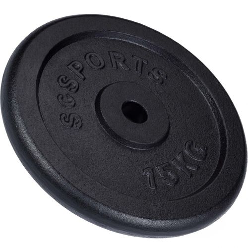 Scsports® Disque De Poids - 15 Kg, En Fonte Simple, Ø 30/31 Mm, Durable, Noir - Plaque D'entraînement, Équipement De Gym, Musculation