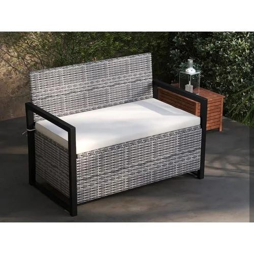 Costway 2 En 1 Banc De Jardin Extérieur En Rotin Pe Avec Rangement Intégré, 2 Places, Coussin, Doublure Protectrice, Pour Balcon