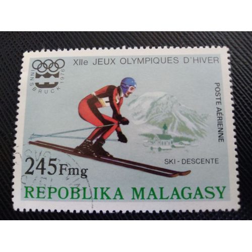 Timbre Madagascar Y T Pa 161 Jeux Olympiques D'Hiver - Innsbruck - Course Alpine 1975 (010609 )