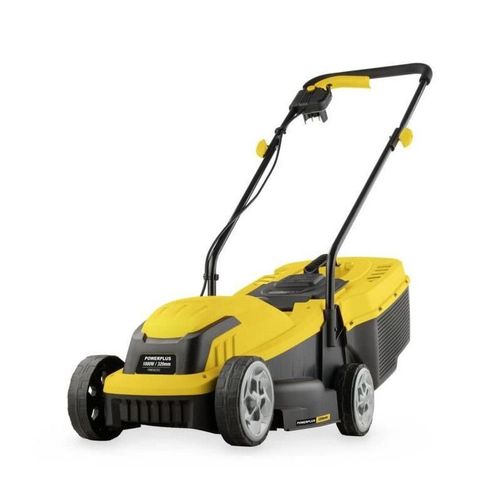 Tondeuse Électrique POWERPLUS POWEG62203, 32cm, 1000W, 3 Hauteurs de Coupe JAUNE