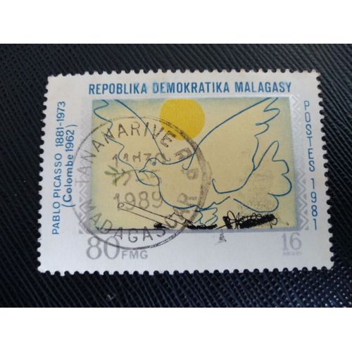 Timbre Madagascar Yt 661 Centenaire De La Naissance De Pablo Picasso (1881-1973) 'colombe', 1962 - 1981 (030309 )