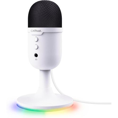 Trust Gaming Gxtw 236 Yami Micro Blanc À Condensateur, Microphone Usb Pour Le Streaming, Twitch, Youtube, Podcast, Jeux Ps5, Ps4, Micro Asmr Avec Filtre Anti-Pop, Touche Muet, Éclairage Rgb