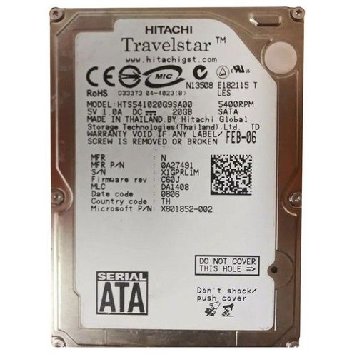 Hitachi Travelstar 20 Go 5400 RPM 2.5" SATA HTS541020G9SA00