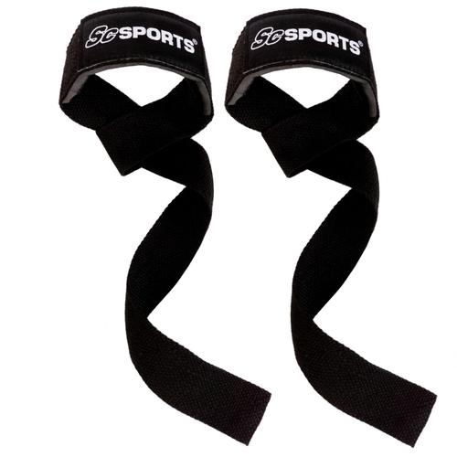 Scsports® Sangle De Gymnastique - Paire, Antidérapante, Rembourré, Coton De Haute Qualité, Noir - Sangles De Barre, Soutien Du Poignet, Aides À La Traction Pour Musculation, Bande De Barre À Main