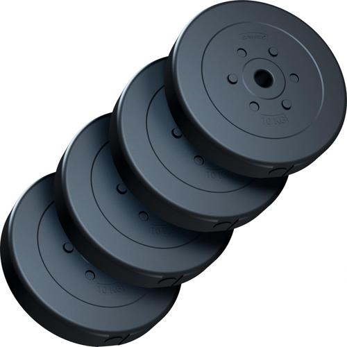 Scsports® Set Disques De Poids ? 40 Kg, Plaques 4 X 10 Kg En Plastique, Remplies De Ciment, Noir - Plaques D'haltères, Musculation