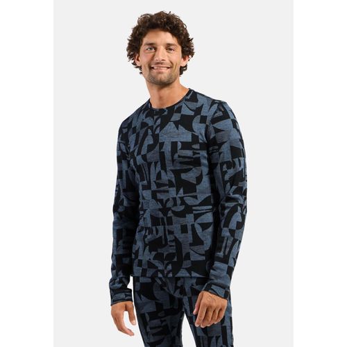 Odlo Haut Technique À Col Rond Et Motif En Jacquard Merino Warm Pour Homme, Xl, Blue