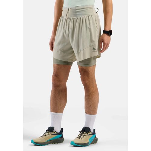Odlo Short De Trail Running 2 En 1 6 Inch X-Alp 2.0 Pour Homme, S, Beige