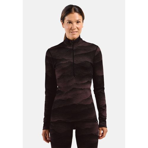 Odlo Haut Technique Semi-Zippé À Motif En Jacquard Merino Warm Pour Femme, Xs, Bordeaux