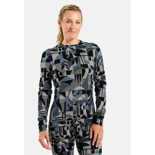 Odlo Haut Technique À Col Rond Et Motif En Jacquard Merino Warm Pour Femme, M, Blue
