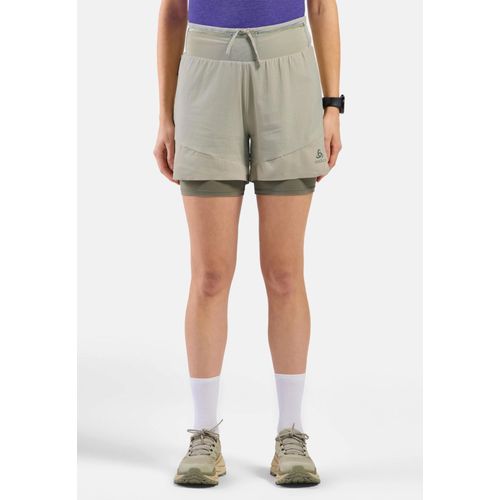 Odlo Short De Trail Running 2 En 1 5 Inch X-Alp Pour Femme, Xs, Beige