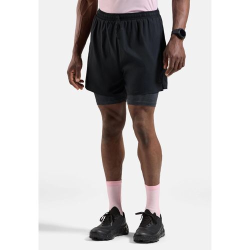 Odlo Short De Running 2 En 1 Imprimé 5 Inch Zeroweight Pour Homme, L, Black