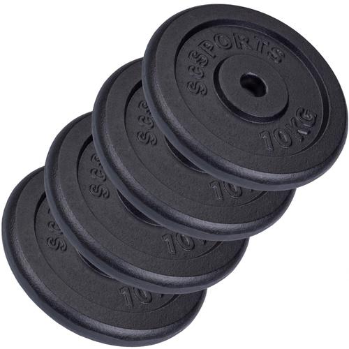 Scsports® Set Disques De Poids - 40 Kg, Plaques 4 X 10 Kg, 30/31 Mm, Fonte, Noir - Plaques D'haltères, Musculation