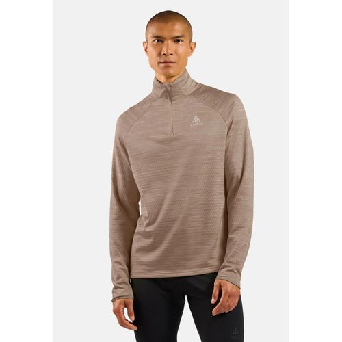 Odlo Pull À Manches Longues Et Col Zippé Run Easy Pour Homme, M, Beige
