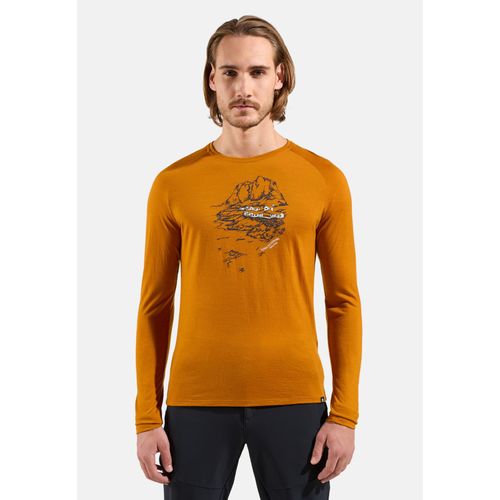Odlo Haut À Motif Norvège En Laine Mérinos 200 Ascent 365 Pour Homme, S, Orange