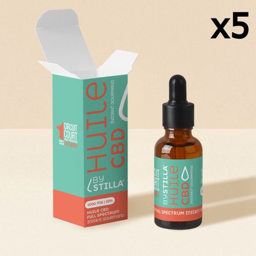 Huile Cbd Poire Vanille, Full Spectrum (10ml) 3000mg / 30% / 5 Flacons 