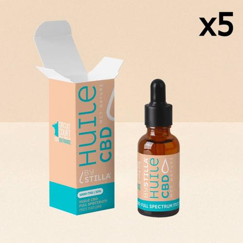 Huile Cbd Mct Coco, Full Spectrum (10ml) 3000mg / 30% / 5 Flacons 