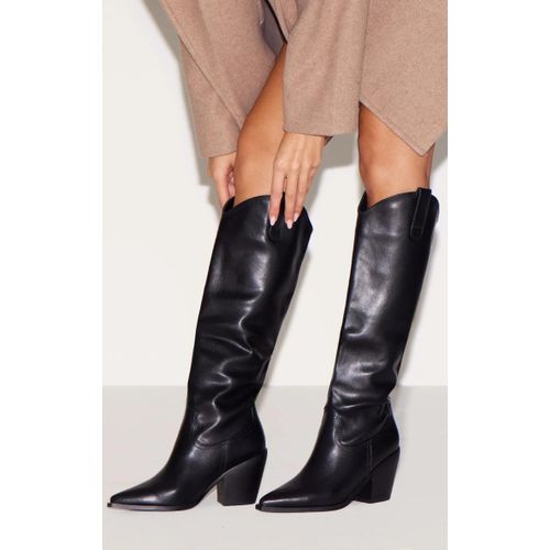 Bottes Mi-Mollet Noires Style Western, Noir - 41