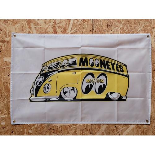 Drapeau "Mooneyes Combi Split" Vintage 60x90cm - Idéal Déco Garage Loft Ou Autre