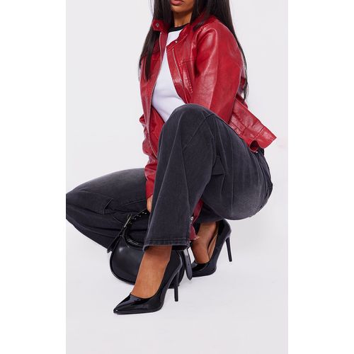 Escarpins Pointure Large En Pu Verni Noir, Noir - 39