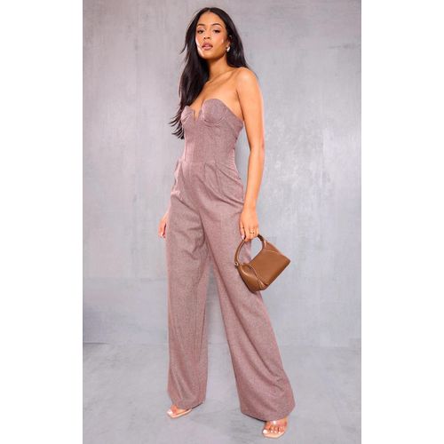 Tall Combinaison Bustier Marron Effet Laine À Détail Corset, Marron