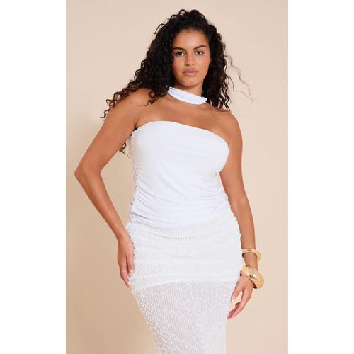 Plus Top Bustier En Jersey Doublé Blanc À Foulard, Blanc