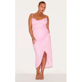 Plus Robe Mi-Longue En Dentelle Rose Tendre À Col Bénitier Et Lacets Dans Le Dos, Rose Tendre
