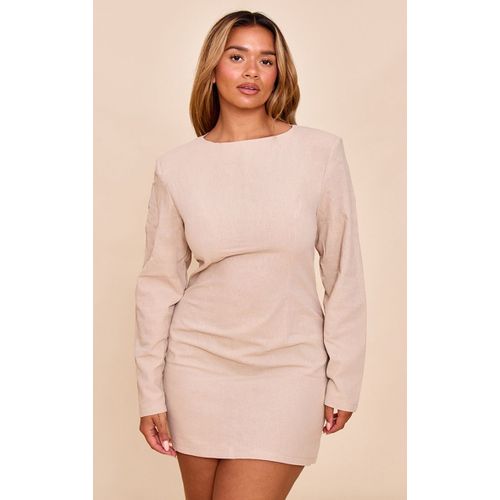 Shape Mini Robe En Effet Lin Gris Pierre À Col Bateau Et Épaulettes, Gris Pierre