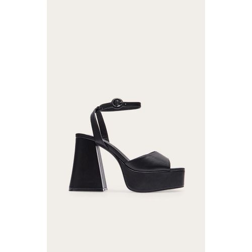 Sandales En Pu Noir À Talon Évasé Et Plateforme Détail Bride, Noir - 37